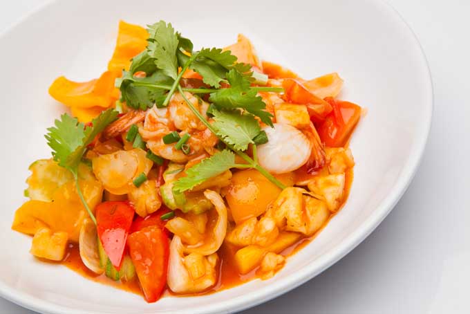 Sweet and sour prawns (or chicken)