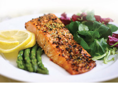 Healthy Fish Recipe: Sweet Chilli Salmon with Pumpkin Seed Salad