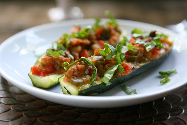 Spiced Lamb Courgette Boats