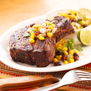 Pork Steak with Mexican Bean Salsa