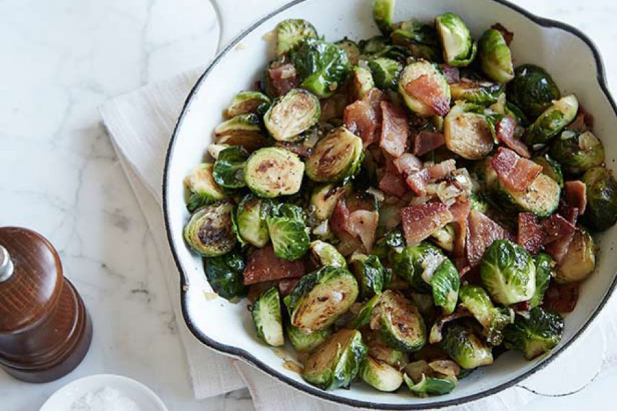 Pan Roasted Brussel Sprouts with Bacon