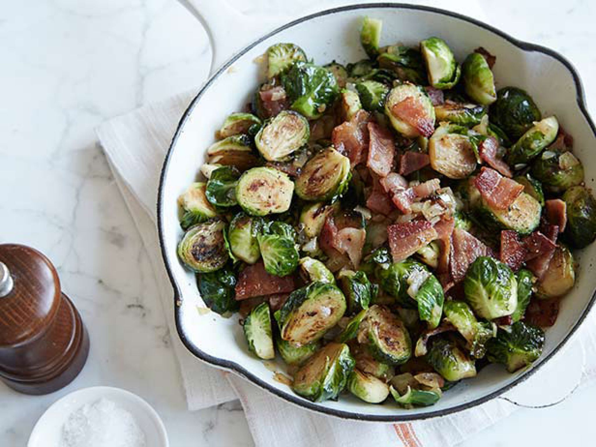 Pan Roasted Brussel Sprouts with Bacon