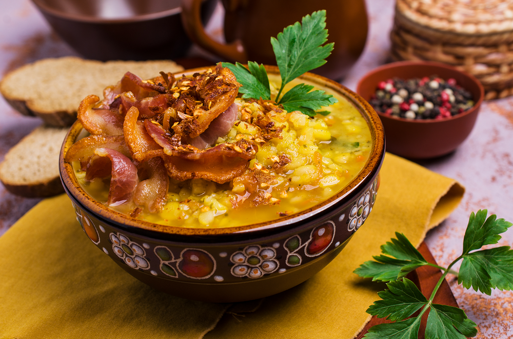 Lentil Soup With Crispy Bacon