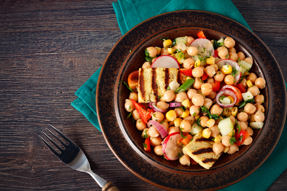 Grilled Tofu Chickpea Salad