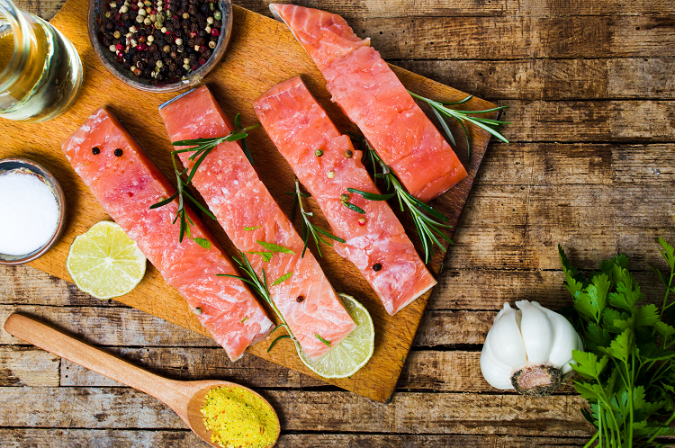 Spicy Marinated Salmon and Roasted Vegetables