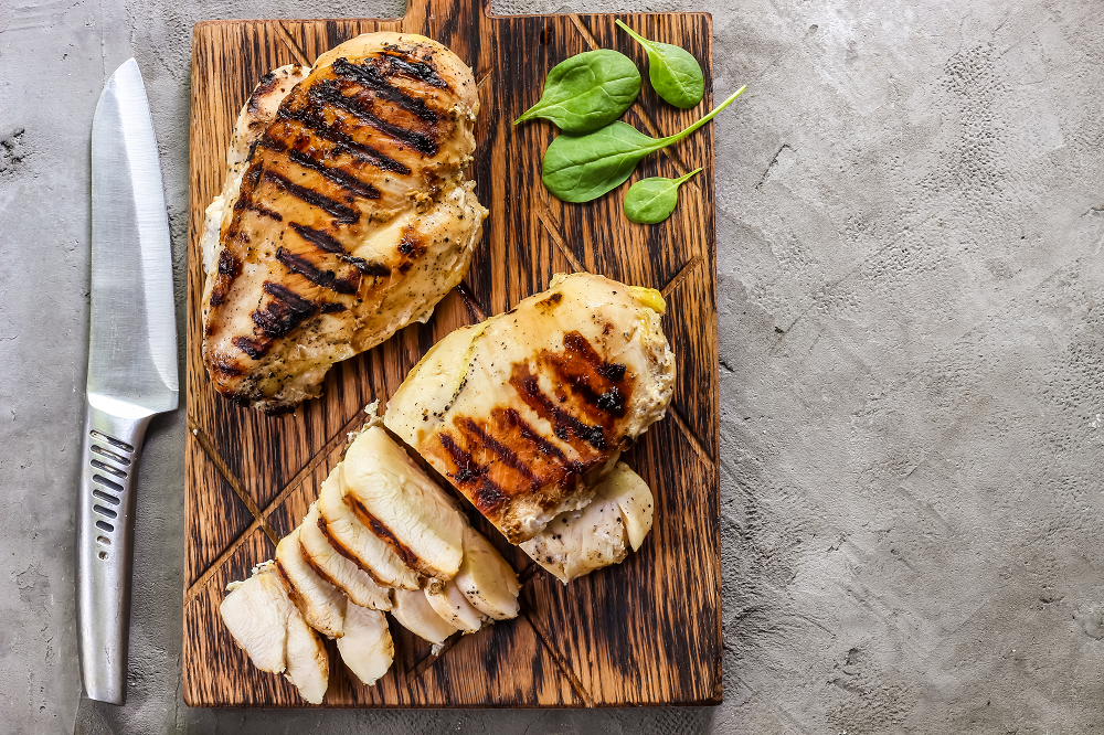 Grilled Chicken with Potato Wedges and Stir-fry Vegetables